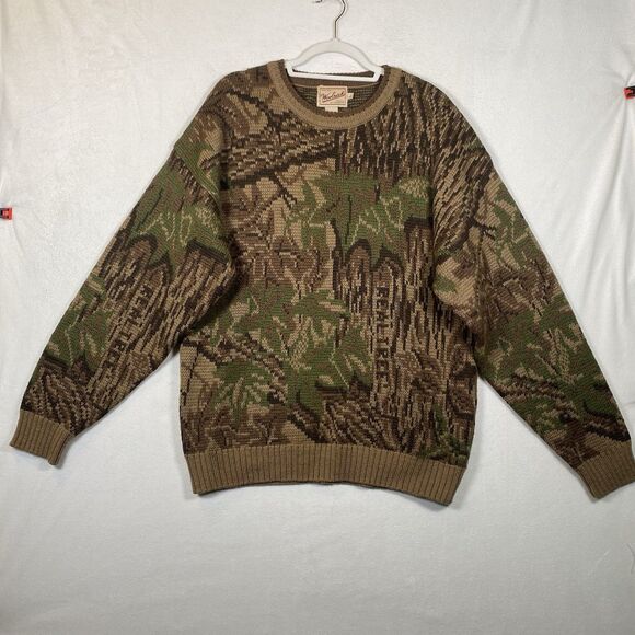 Vintage Woolrich Realtree 100% Wool Camo Sweater Crewneck Hunting Outdoor - Picture 1 of 11